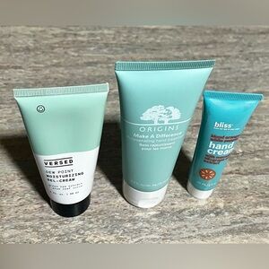 Origins Make A Difference Hand Treatment, Versed Gel Cream, Bliss hand cream